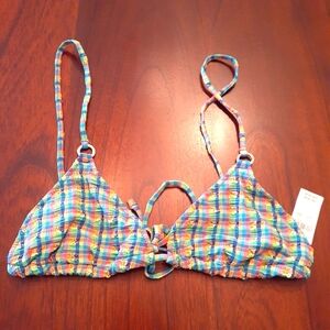 NWT Aerie Multi-Colored Ruffles Women's Bikini Top UPF 50